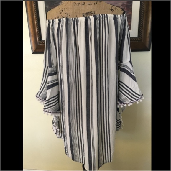 Striped Off the Shoulder Mini Dress - Picture 2 of 3